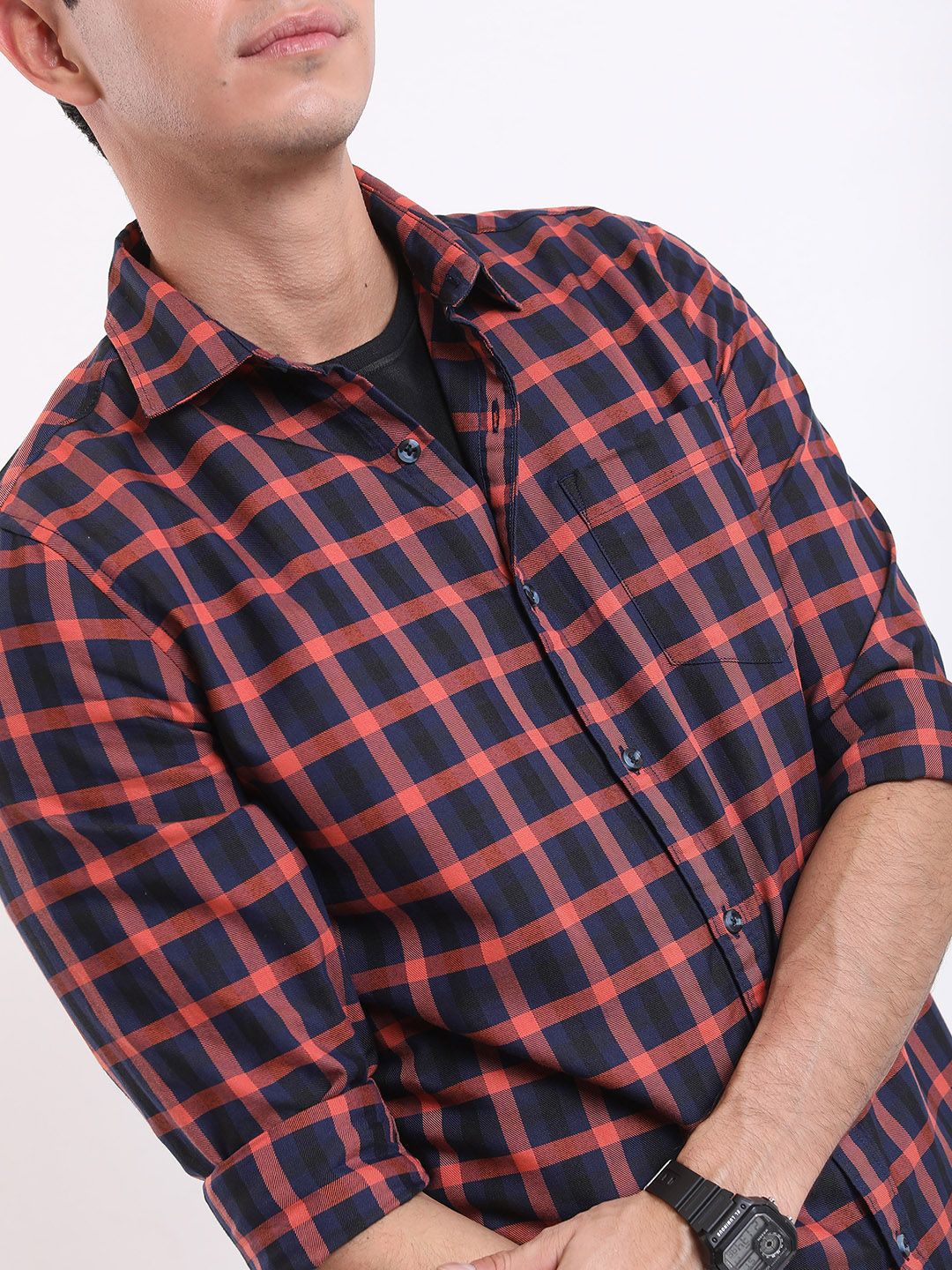 HIGHLANDER Slim Fit Tartan Checks Casual Shirt