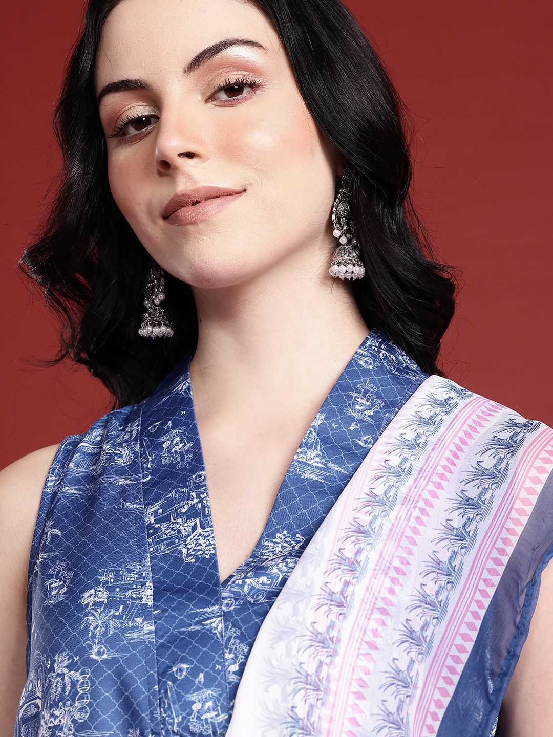 Anouk Floral Printed Kurta with Trousers & With Dupatta