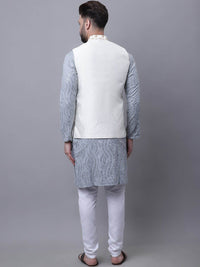 SOJANYA Sequinned Embroidered Pure Cotton Kurta With Pyjamas & Nehru Jacket