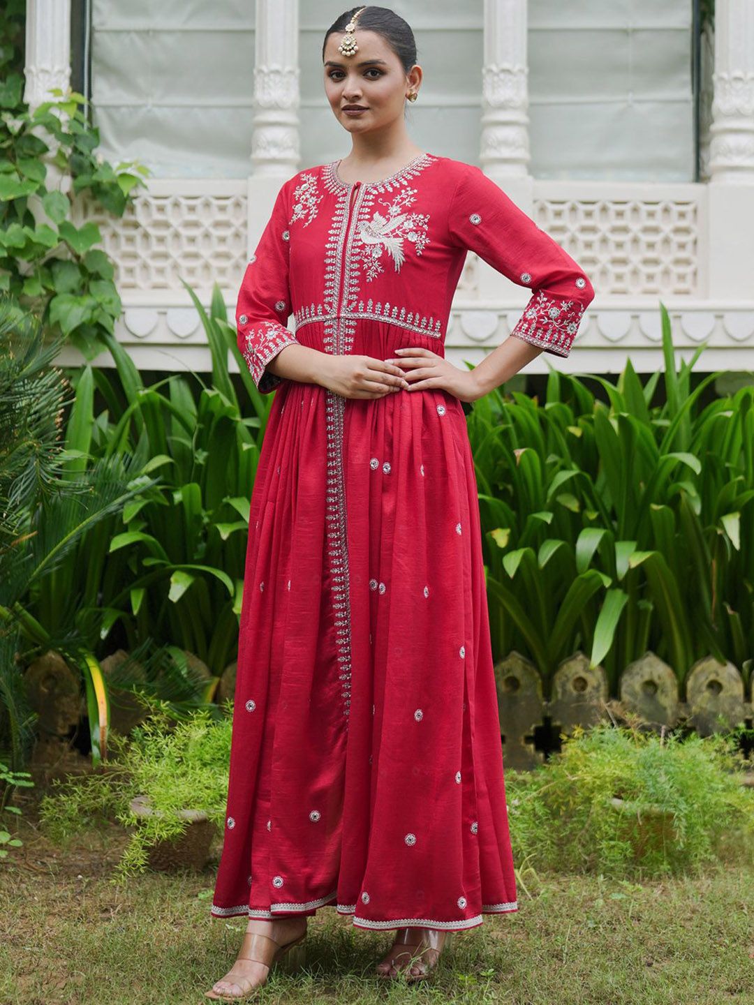 Indo Era Women Ethnic Motifs Embroidered Empire Kurta with Trousers