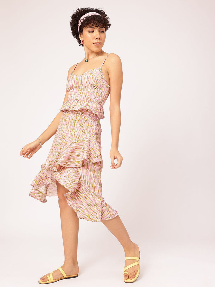 DressBerry Swirl Swish Printed Seersucker Top & Skirt Co-Ords