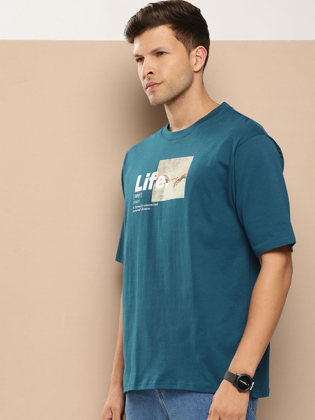 Difference of Opinion Men Printed Pure Cotton T-shirt