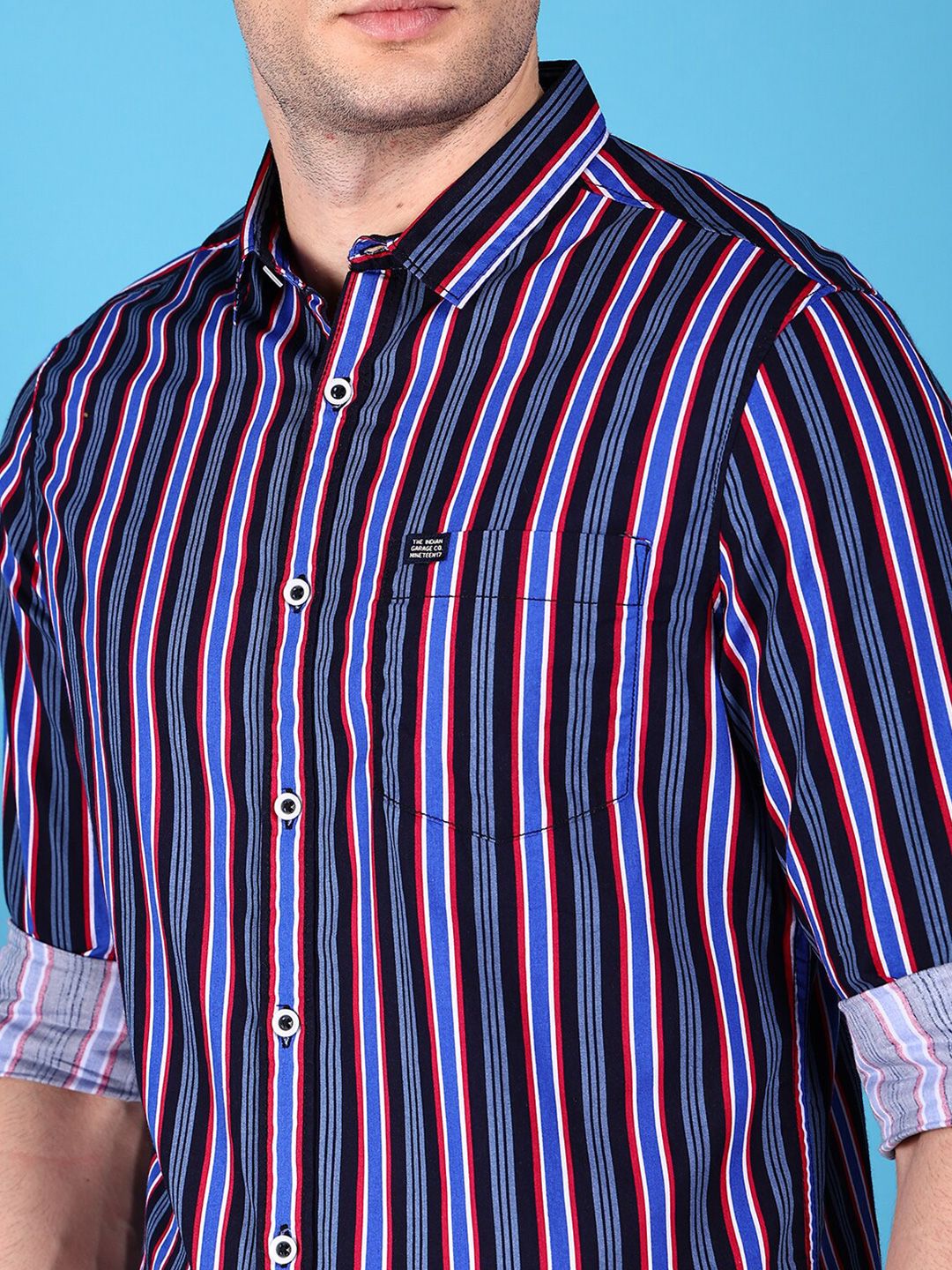 The Indian Garage Co Slim Fit Vertical Stripes Cotton Casual Shirt