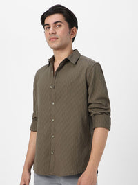 Urbano Fashion Men Spread Collar Textured Cotton Casual Shirt