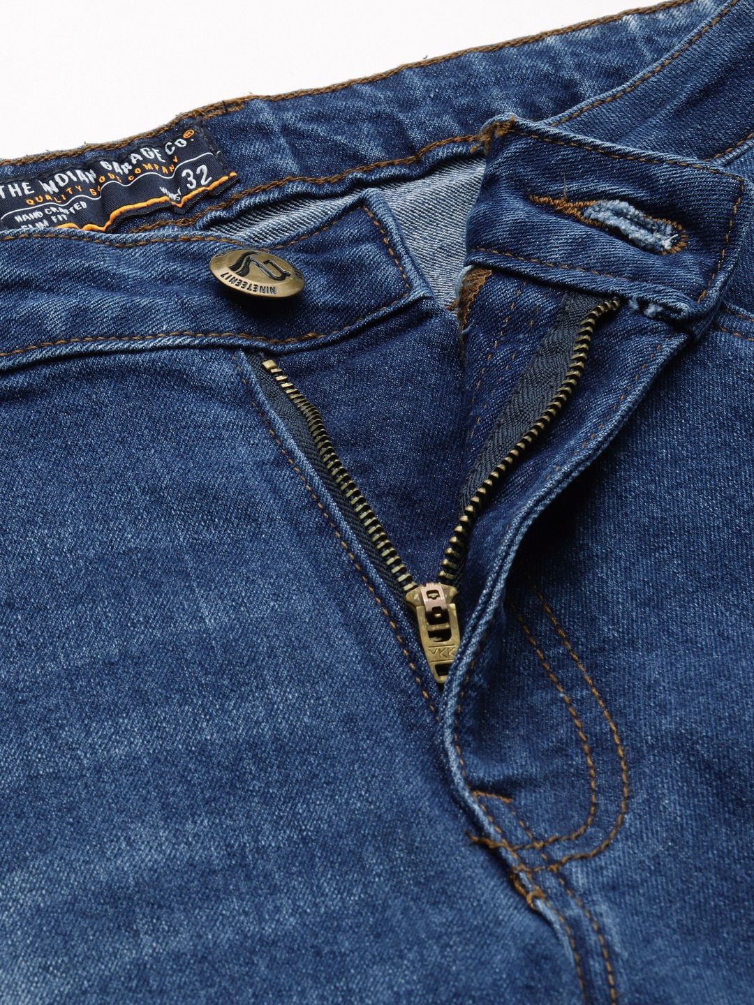 The Indian Garage Co Men Relaxed Fit Low Distress Light Fade Stretchable Jeans