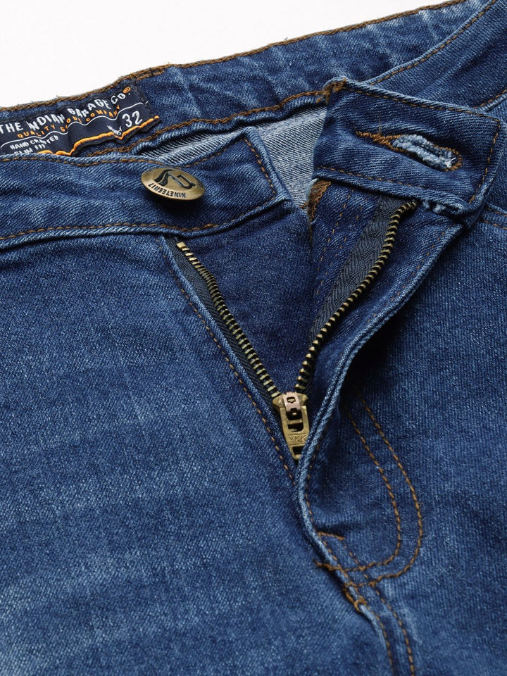 The Indian Garage Co Men Relaxed Fit Low Distress Light Fade Stretchable Jeans