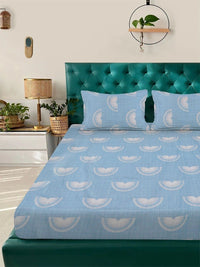 Moda Rapido X KLOTTHE Biru Geometrik 300 TC Cadar King dengan 2 Sarung Bantal