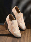 House Of Pataudi Men Embroidered Casual Slip On Mojaris