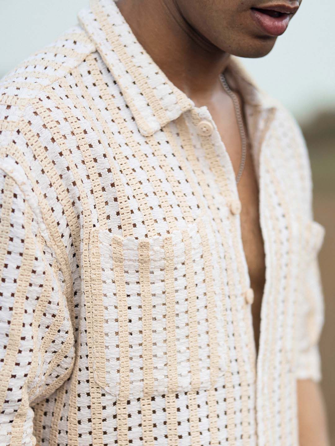 Powerlook Men Semi Sheer Oversized Casual Shirt