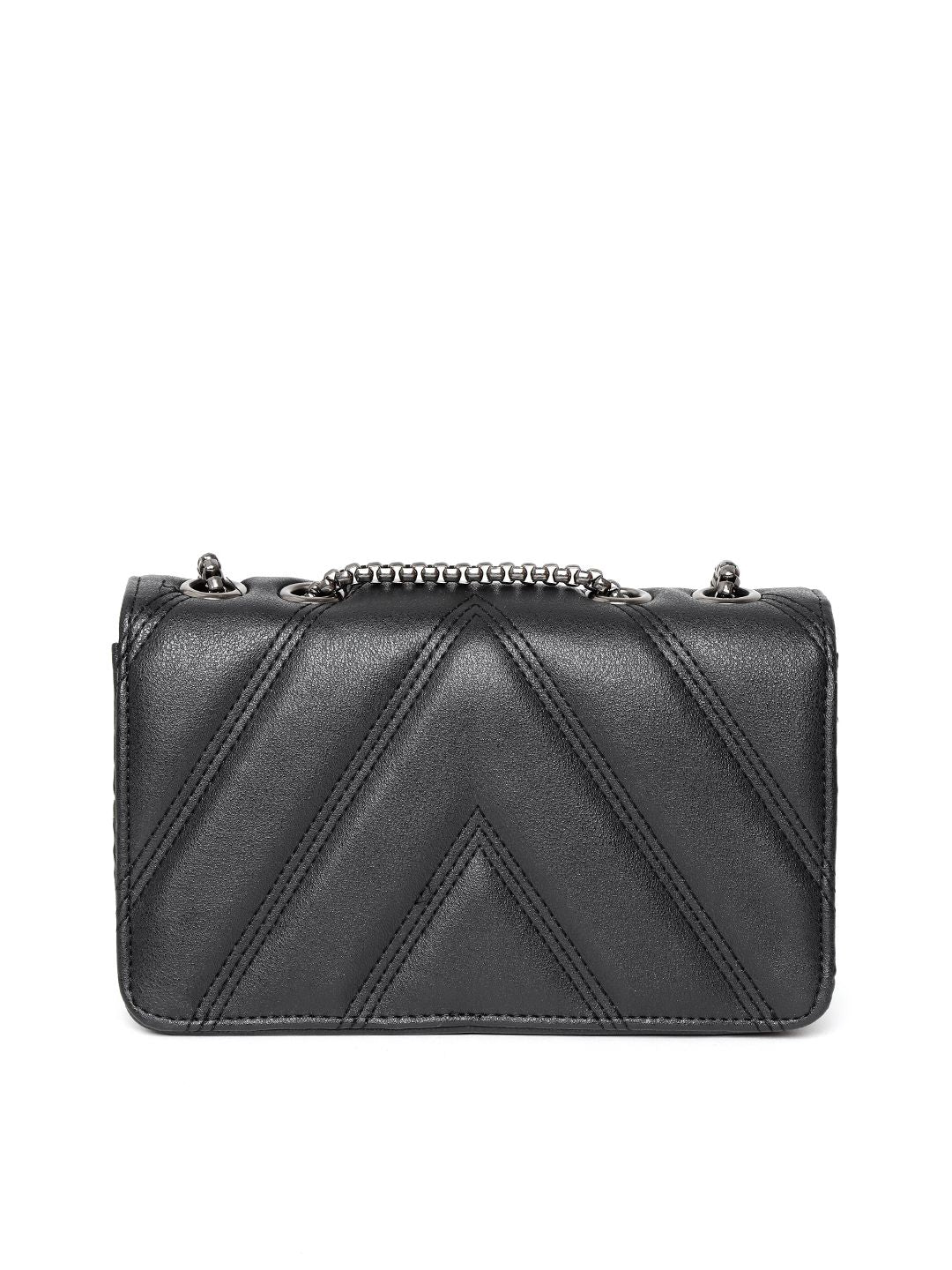 Lino Perros Black Solid Quilted Shoulder Bag