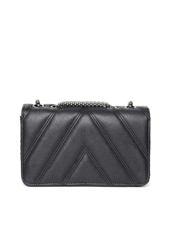 Lino Perros Black Solid Quilted Shoulder Bag