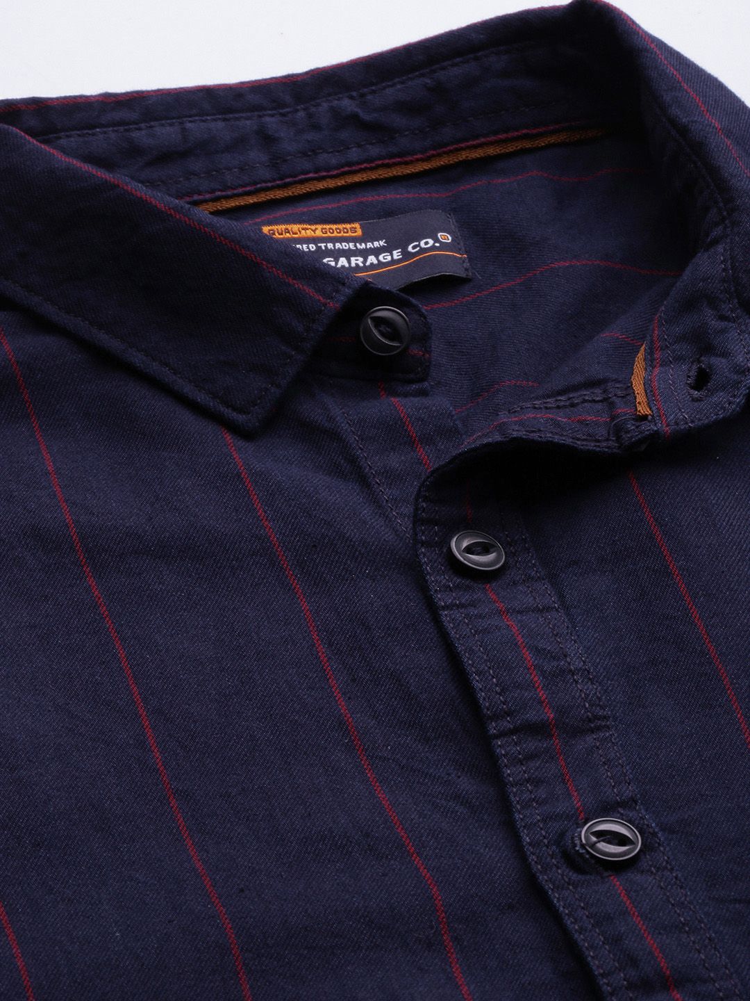 The Indian Garage Co Men Navy Blue Pinstripes Casual Shirt