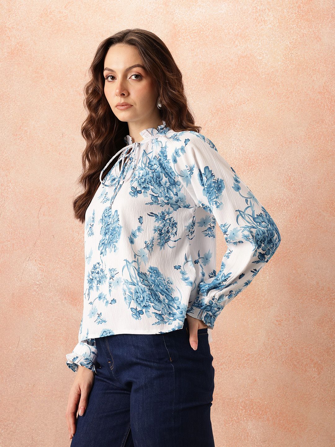 all about you Floral Print Tie-Up Neck Top