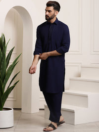 SOJANYA Shirt Collar Curved Hem Pathani Kurta with Salwar
