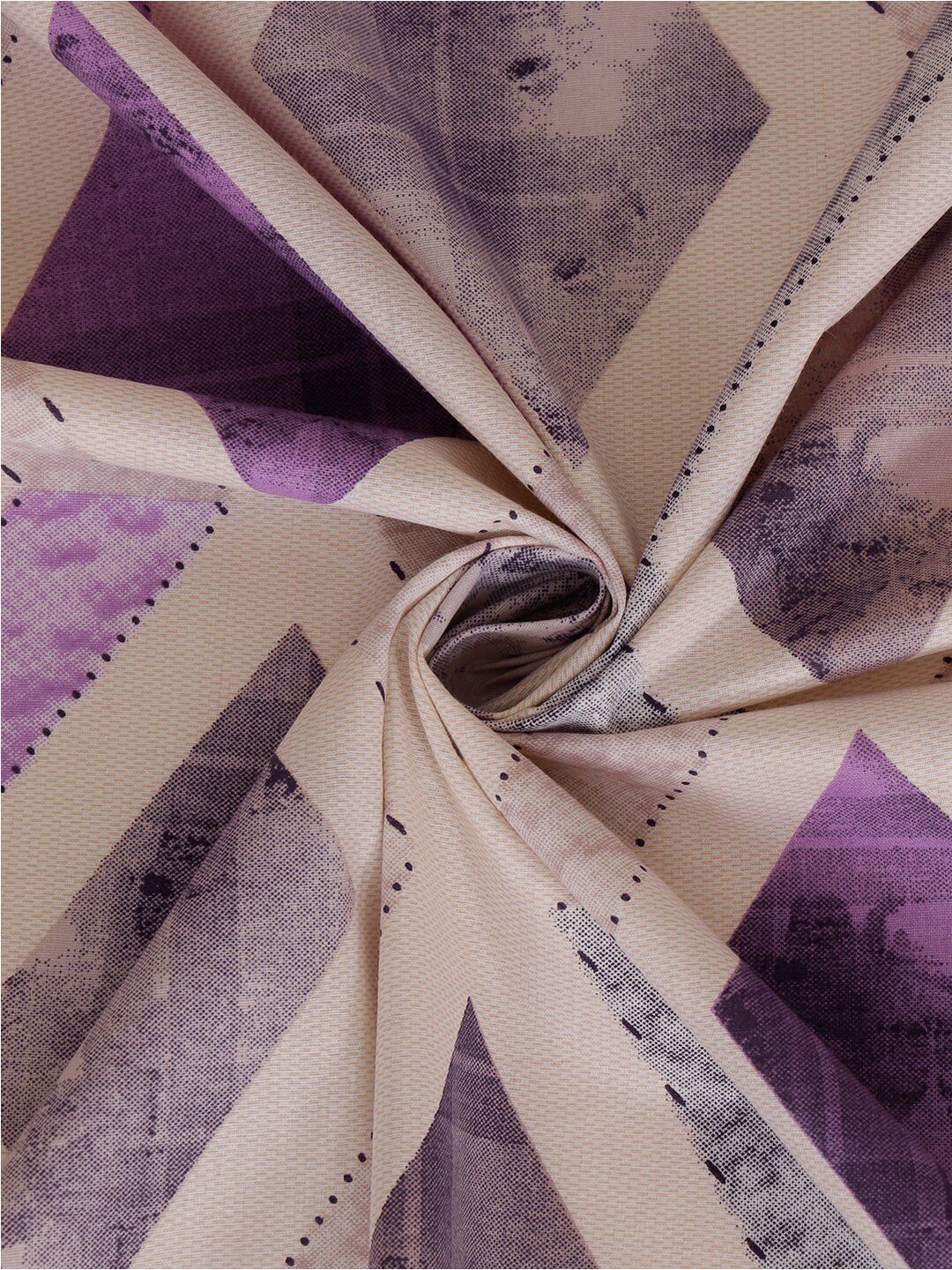 KLOTTHE Purple & White Printed 400 TC Pure Cotton Single Bedsheet With Pillow Cover