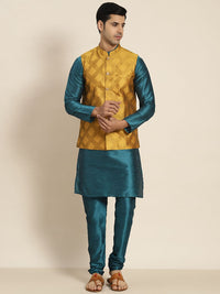 SOJANYA Kurta Hijau Lelaki dengan Churidar dengan Jaket Nehru