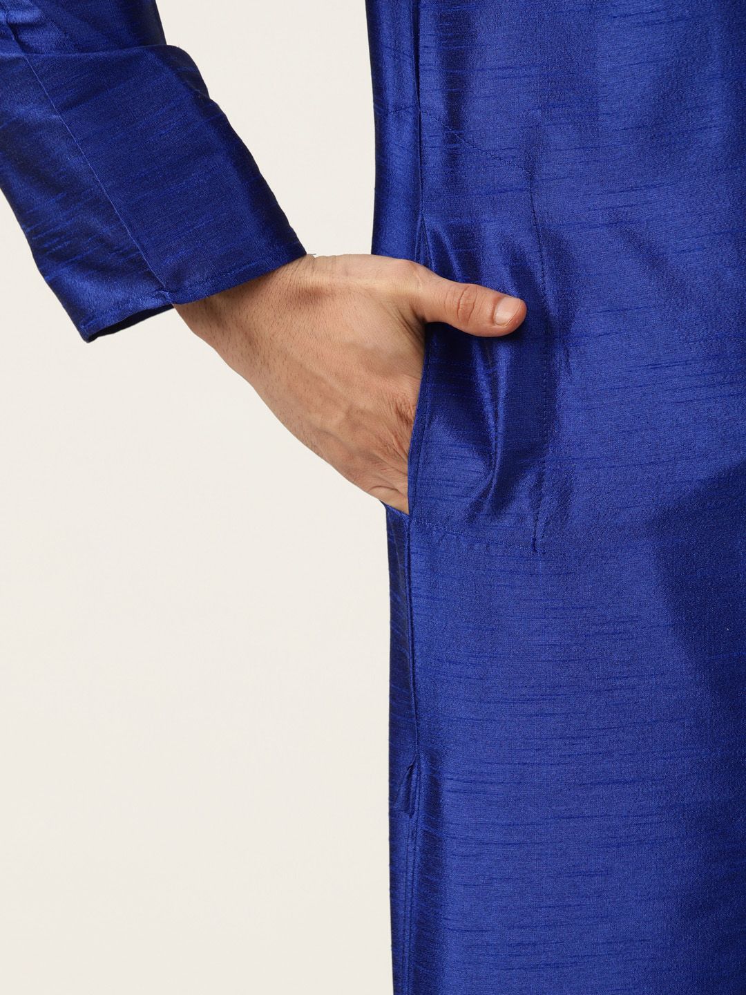 SOJANYA Men Blue Solid Kurta with Churidar & Jacket