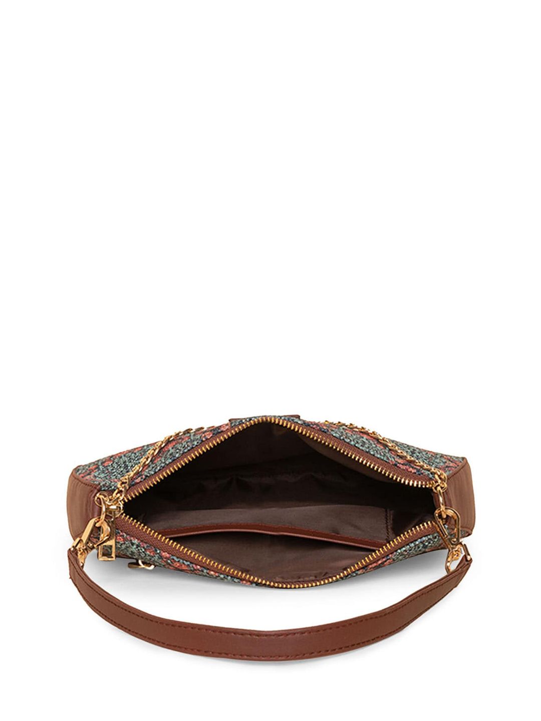 ZOUK Blue Printed Structured Baguette Sling Bag