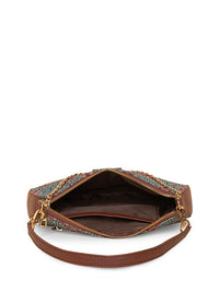 ZOUK Blue Printed Structured Baguette Sling Bag