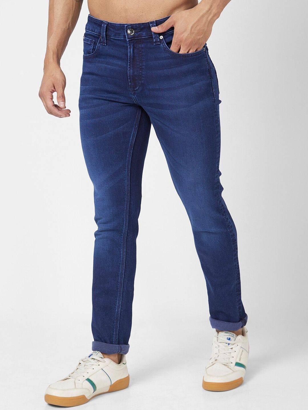 SPYKAR Men Blue Skinny Fit Low-Rise Light Fade Clean Look Stretchable Jeans