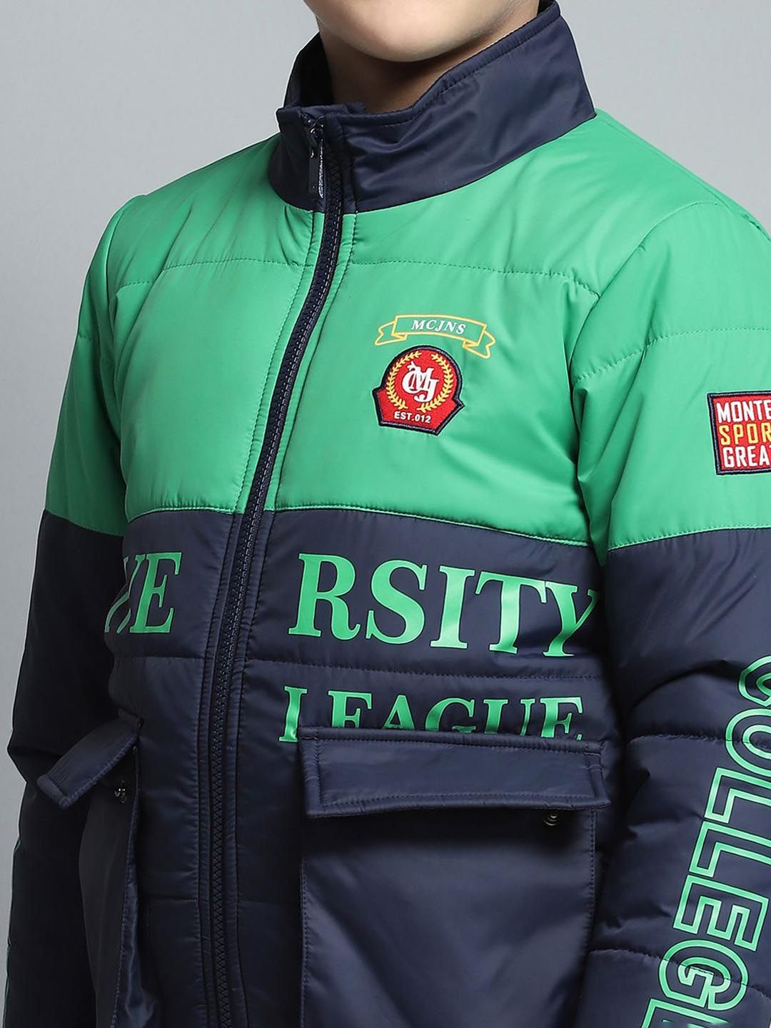 Monte Carlo Boys Mock Collar Colourblocked Casual Lightweight Padded Jacket