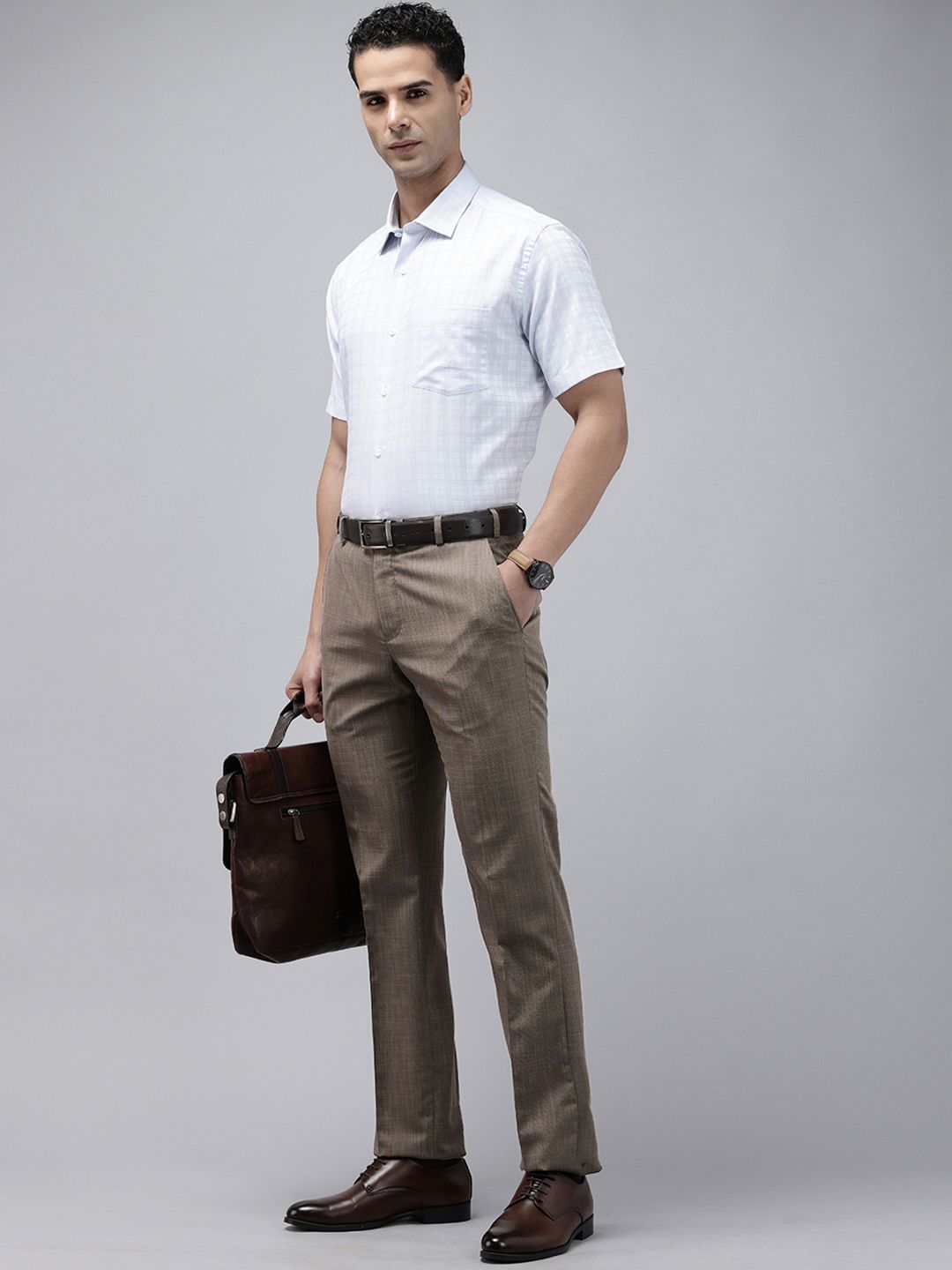 Park Avenue Men Checked Formal Trousers