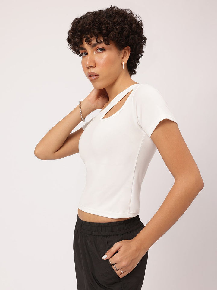 DressBerry Slanted Style Cut-Out Chic Crop Top