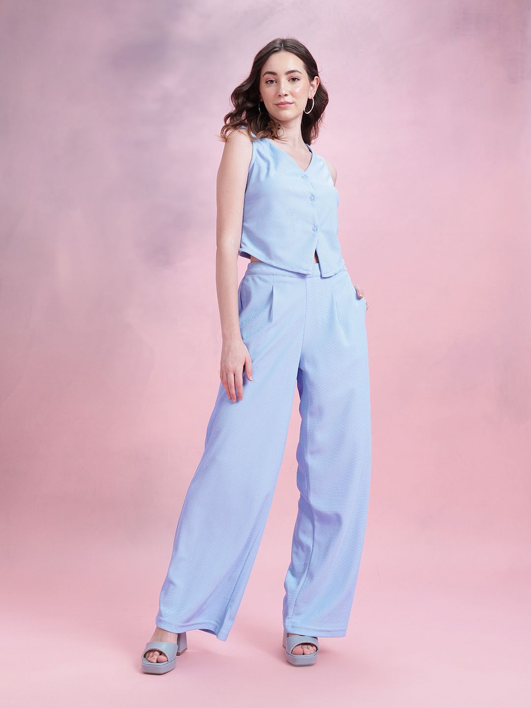 DressBerry Textured Pleated Co-Ords