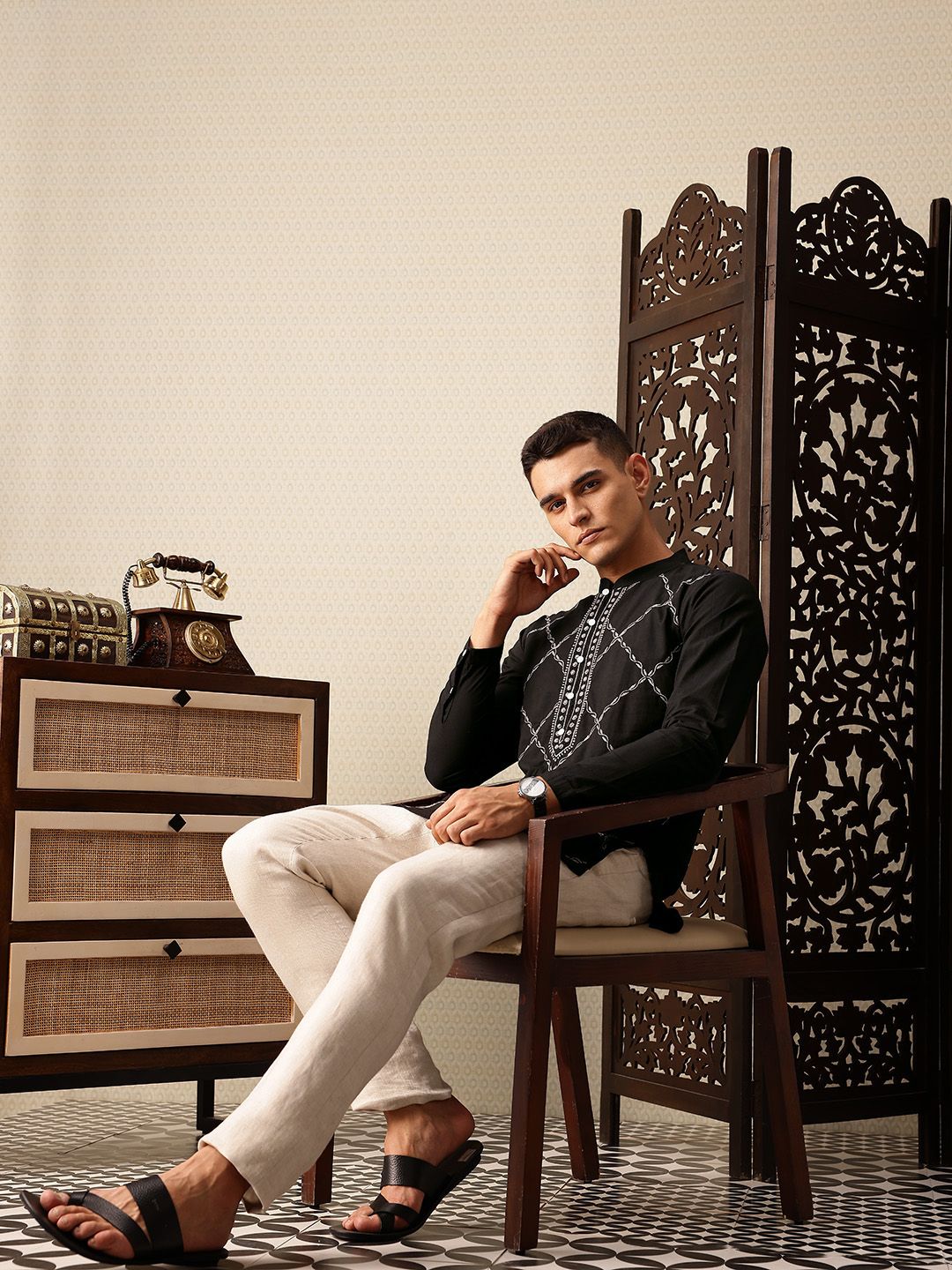 House of Pataudi Embroidered Pure Cotton Jashn Kurta