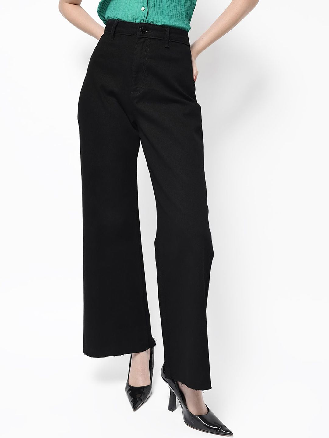 RAREISM Women Comfort Wide Leg High-Rise Stretchable Jeans