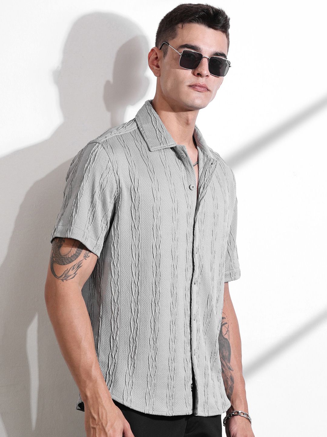 Thomas Scott Men Smart Fit Cutaway Collar Textured Casual Shirt