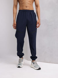 HRX by Hrithik Roshan Men Mid-Rise Rapid-Dry Training Joggers with Zip Detailing