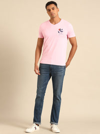 Being Human V-Neck Pure Cotton T-shirt with Minimal Print