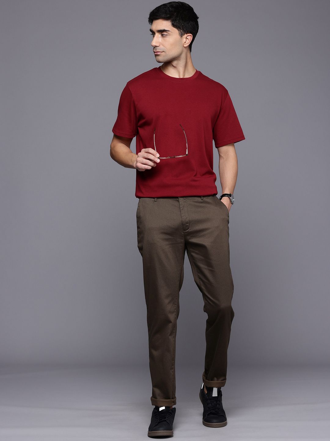 Raymond Men Slim Fit Textured Trousers
