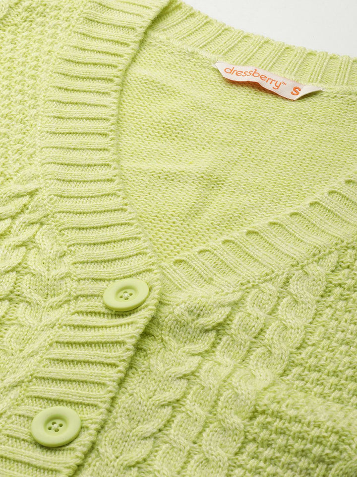 DressBerry Pure Acrylic Cable Knit Cardigan