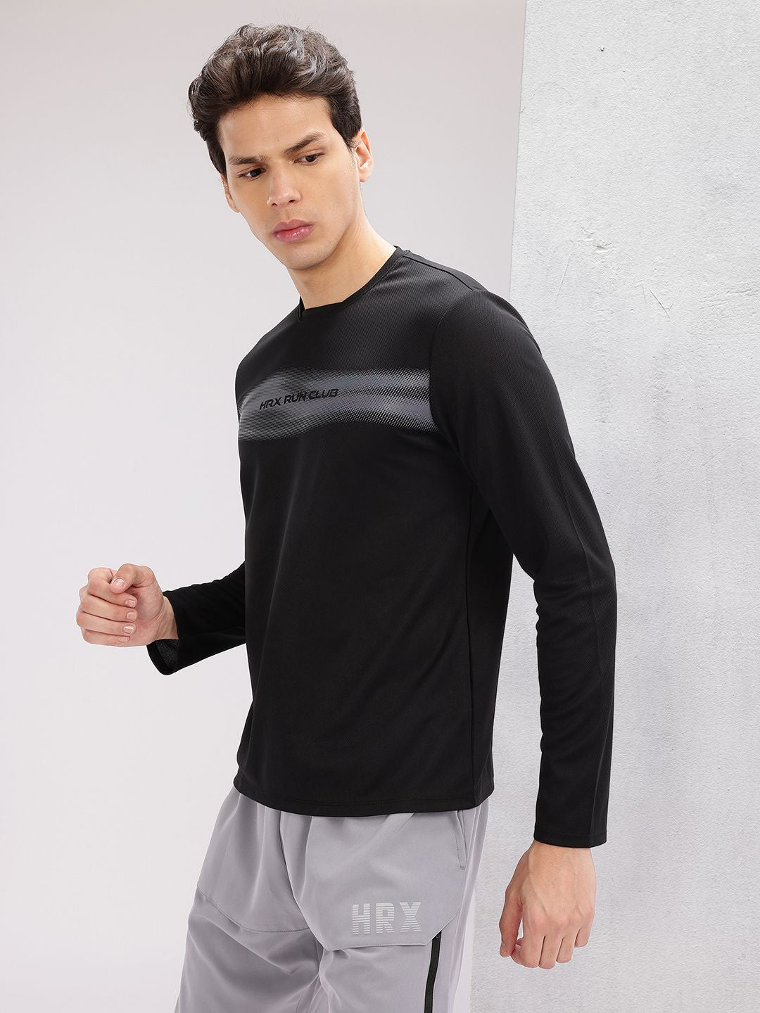 HRX by Hrithik Roshan Men Brand Logo Striped Rapid-Dry Running T-shirt