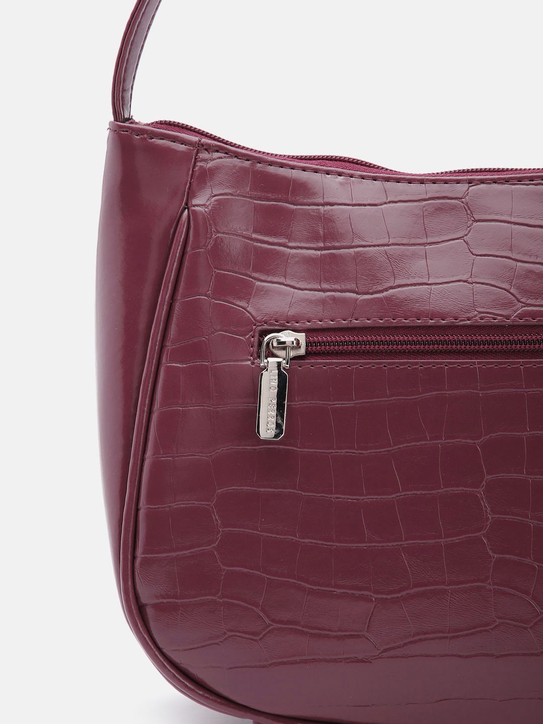 Lino Perros Croc Textured Structured Baguette Bag