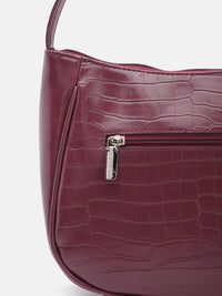 Lino Perros Croc Textured Structured Baguette Bag