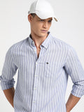 THE BEAR HOUSE Striped Button Down Collar Pure Cotton Casual Shirt