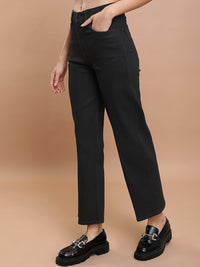 Basics By Tokyo Talkies Women Flared Mid-Rise Clean Look Straight Fit Stretchable Jeans