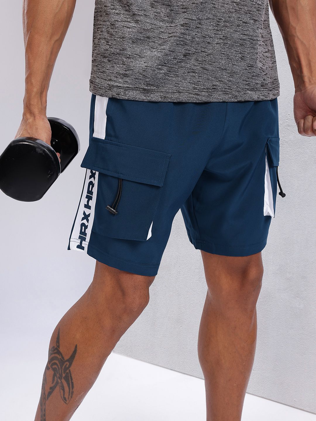 HRX by Hrithik Roshan Men Typography Printed Mid-Rise Cargo-Style Training Shorts
