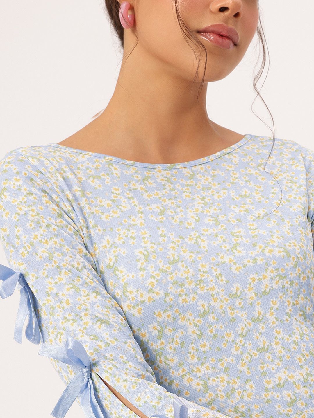 DressBerry Ditsy Florals Ribbon Trim A-Line Dress