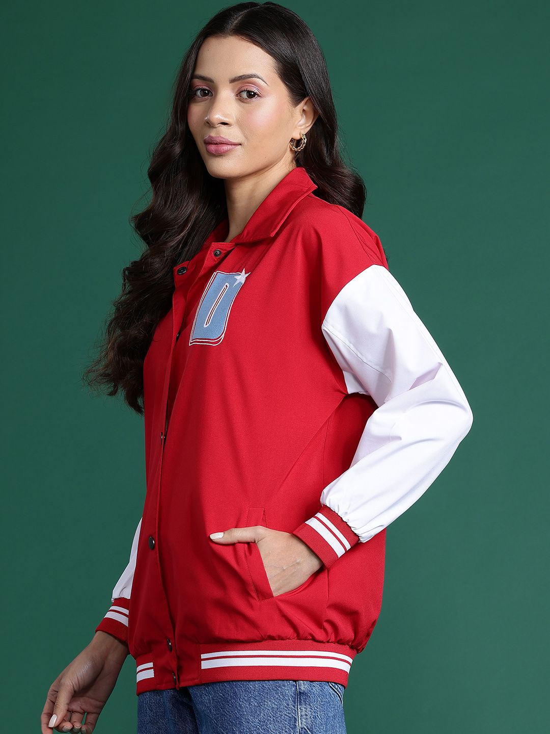 DressBerry Printed Longline Bomber Jacket