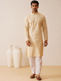 SOJANYA LUXE  Ethnic Motifs Embroidered Mandarin Collar Sequined Straight Kurta