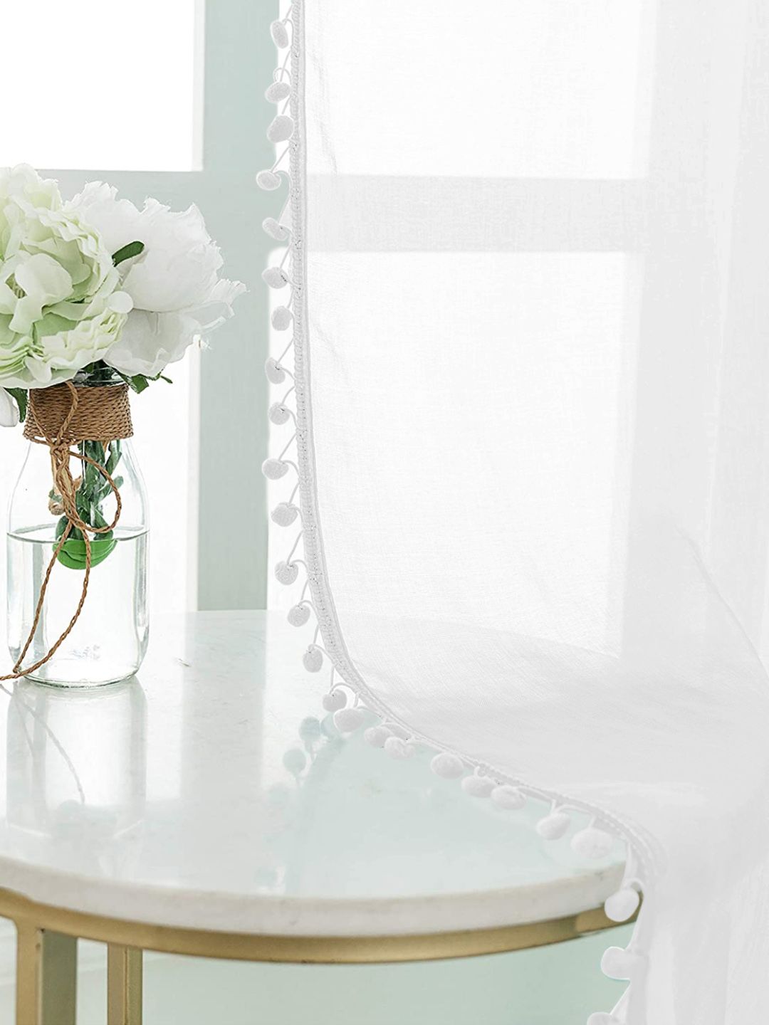 URBAN SPACE White Set of 2 Sheer Window Curtains