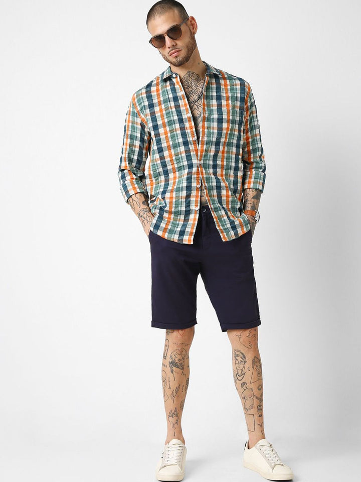 VASTRADO Men Classic Slim Fit Tartan Checks Checked Casual Shirt