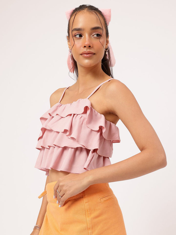 DressBerry Ruffle Dreams Tiered Smocked Crop Top