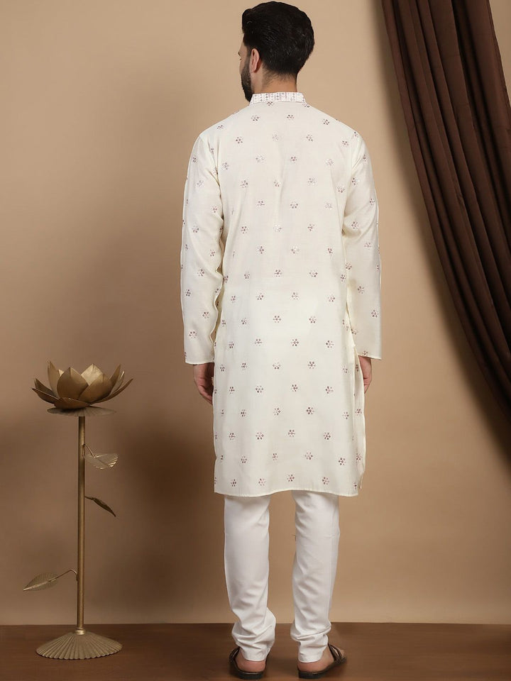 Anouk Embroidered Sequinned Mandarin Collar Long Sleeves Straight Kurta with Churidar