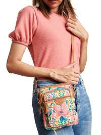TEAL BY CHUMBAK Floral Printed Structured Canvas Sling Bag