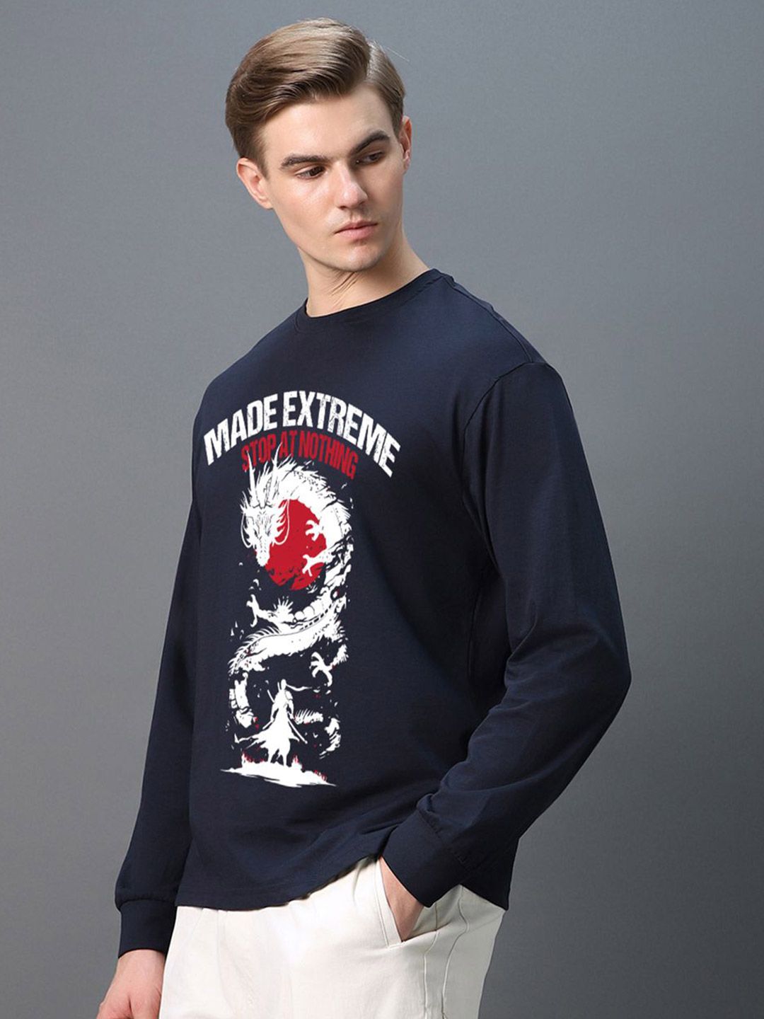 Bewakoof Men Typography Printed Round Neck Cotton Oversized T-shirt